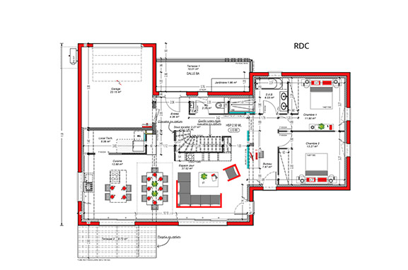 110 m² - RDC > 2ch. + Garage
