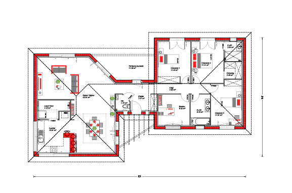 115 m² - 2 ch + suite parentale +gge