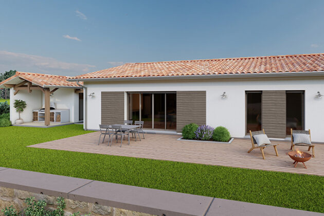Plain-pied rectangle Alpha constructions, 100m2 2 chambres.