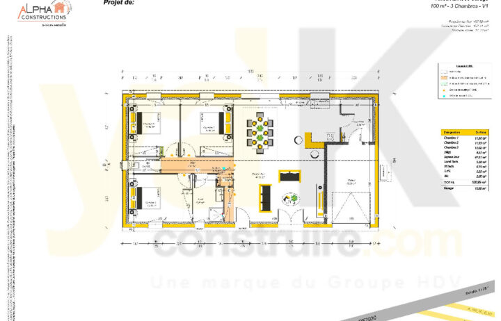 votre maison de 100m2 sur un terrain de 605m2 sur la commune de Saint-Christoly-de-Blaye au prix de 206000€ avec Alpha Constructions